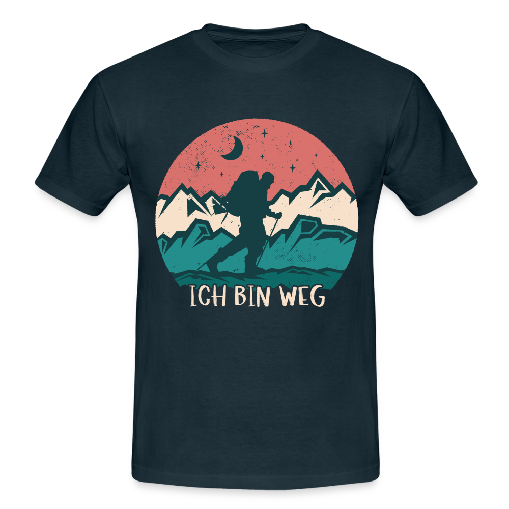 Wander Shirt Berge Wandern Natur Ich bin weg Geschenk Idee T-Shirt - navy