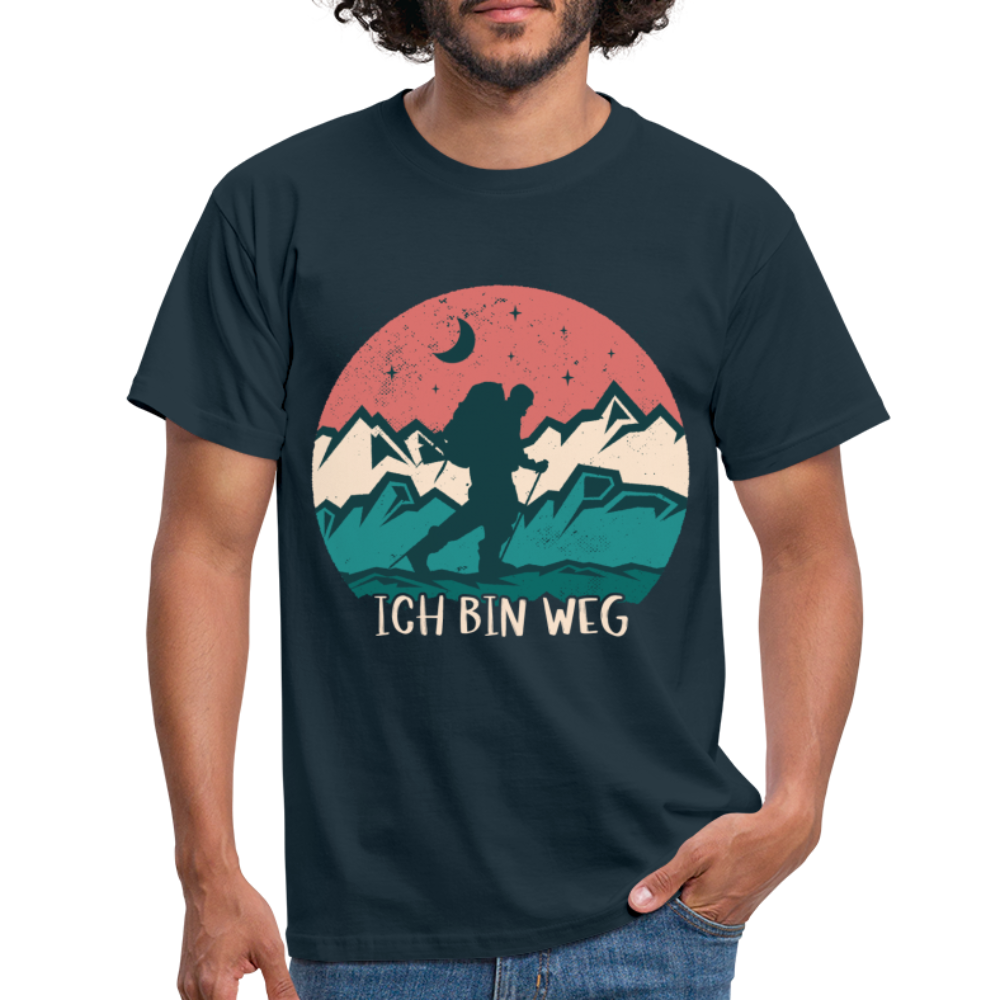 Wander Shirt Berge Wandern Natur Ich bin weg Geschenk Idee T-Shirt - navy