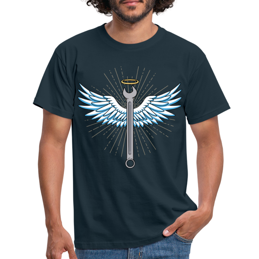 Mechaniker Mechatroniker Schrauber Schraubenschlüssel Engel Geschenk T-Shirt - navy