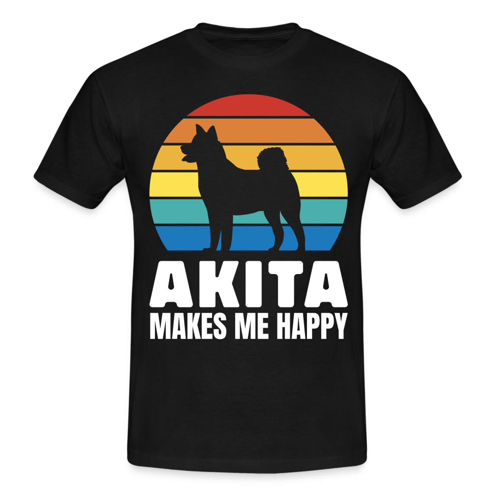 Akita Hund Akita Makes ME Happy T-Shirt - black
