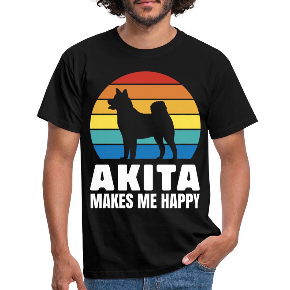 Akita Hund Akita Makes ME Happy T-Shirt - black