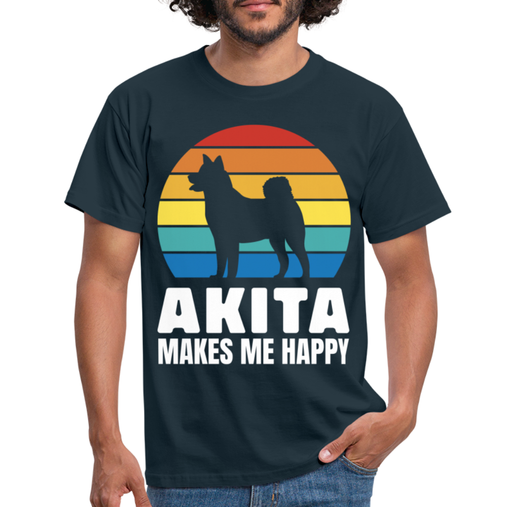 Akita Hund Akita Makes ME Happy T-Shirt - navy