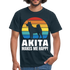 Akita Hund Akita Makes ME Happy T-Shirt - navy