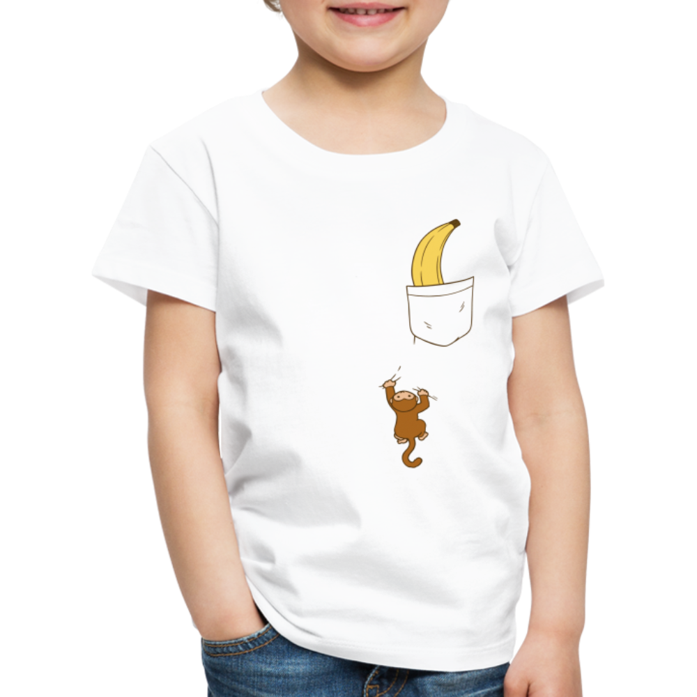 Lustiger Affe Klettert am Shirt hoch Lustiges Kinder Premium T-Shirt - white