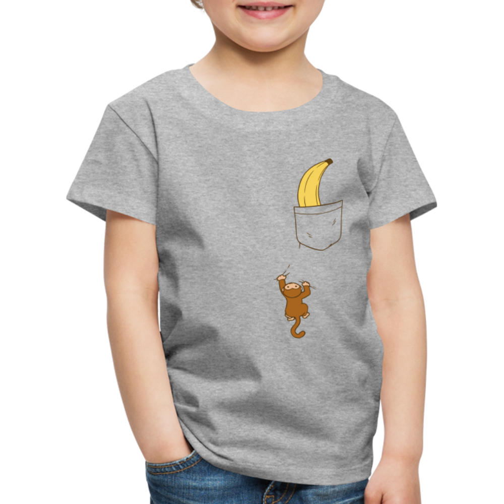 Lustiger Affe Klettert am Shirt hoch Lustiges Kinder Premium T-Shirt - heather grey