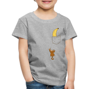 Lustiger Affe Klettert am Shirt hoch Lustiges Kinder Premium T-Shirt - heather grey