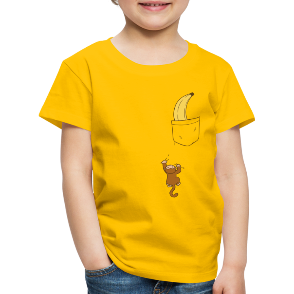 Lustiger Affe Klettert am Shirt hoch Lustiges Kinder Premium T-Shirt - sun yellow