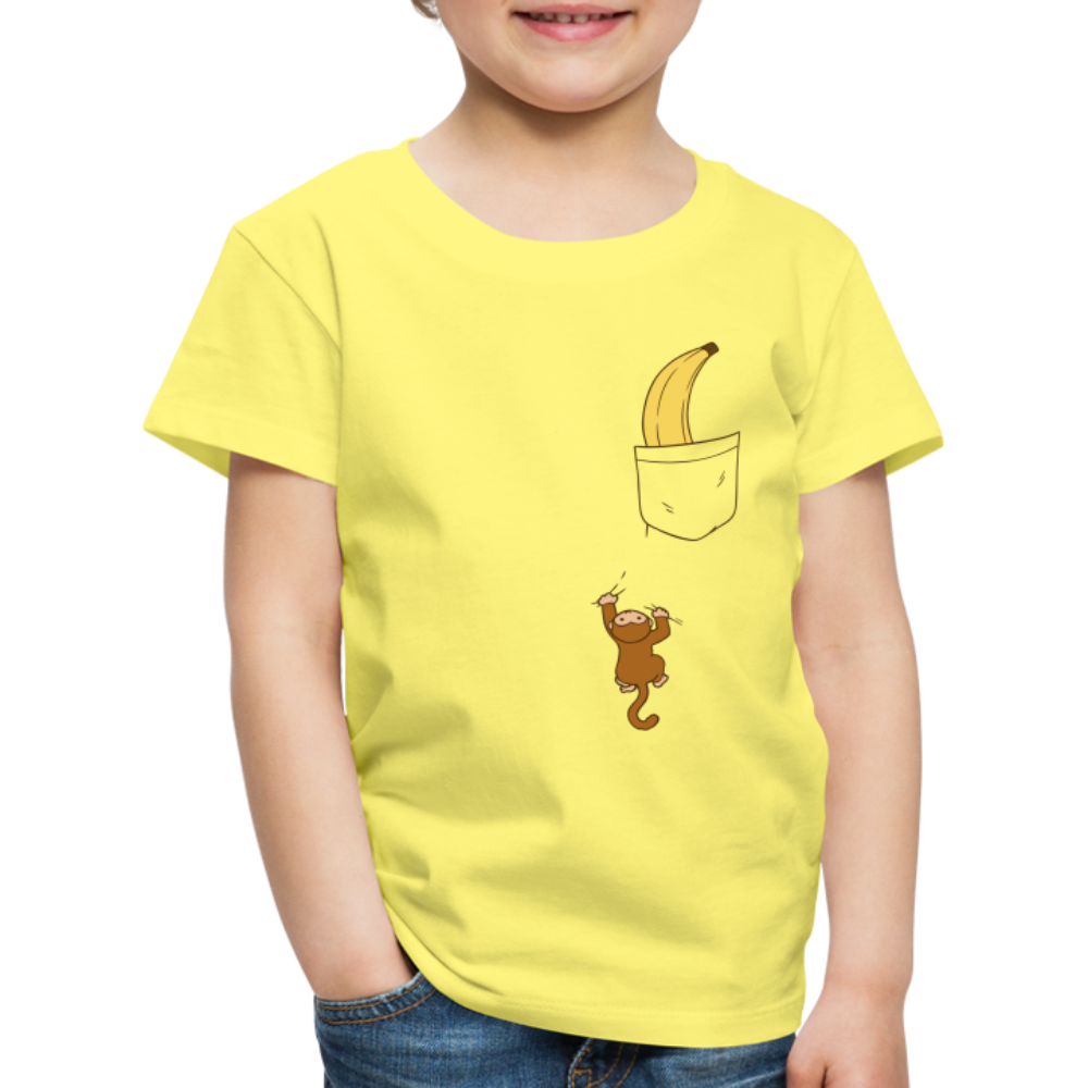 Lustiger Affe Klettert am Shirt hoch Lustiges Kinder Premium T-Shirt - yellow