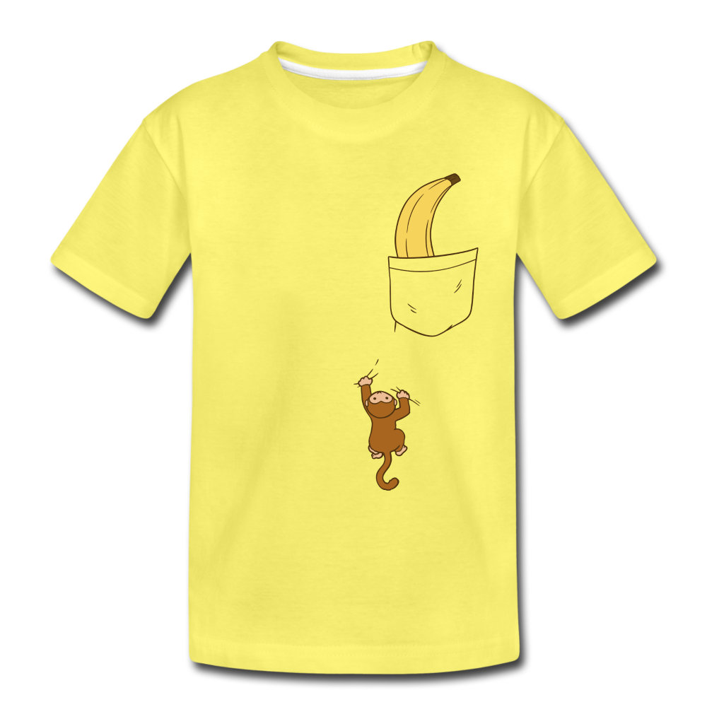 Lustiger Affe Klettert am Shirt hoch Lustiges Kinder Premium T-Shirt - yellow