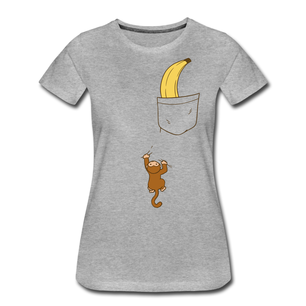 Lustiger Affe Klettert am Shirt hoch Lustiges Frauen Premium Bio T-Shirt - heather grey