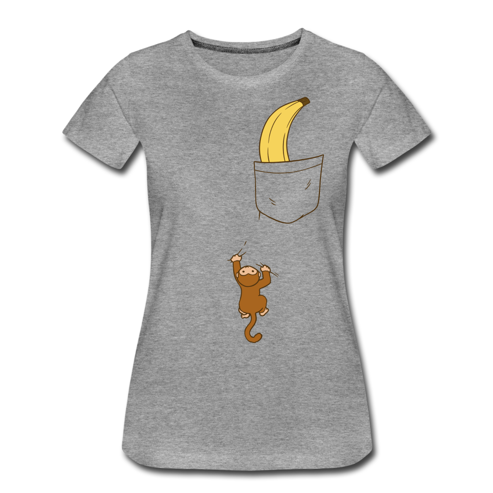 Lustiger Affe Klettert am Shirt hoch Lustiges Frauen Premium T-Shirt - heather grey