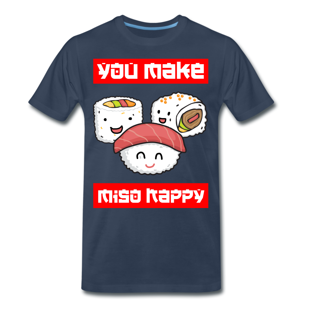 Sushi Kawaii You Make Miso Happy Lustiges T-Shirt - navy