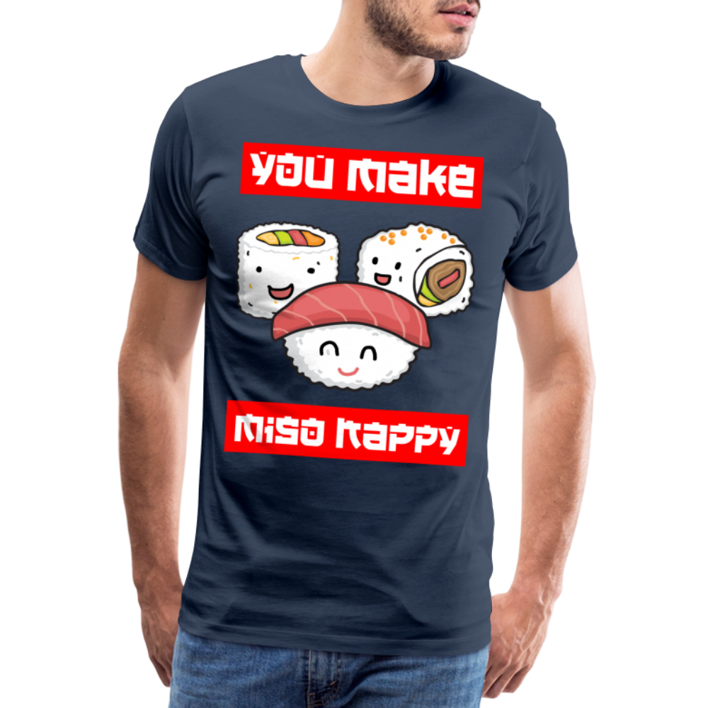 Sushi Kawaii You Make Miso Happy Lustiges T-Shirt - navy