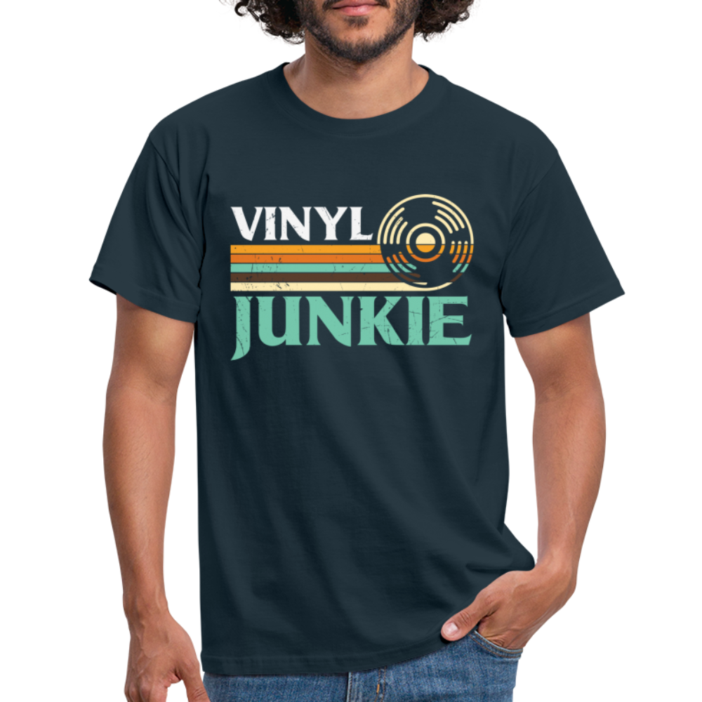 Schallplatten Fan Vinyl Vintage Retro Style T-Shirt - navy