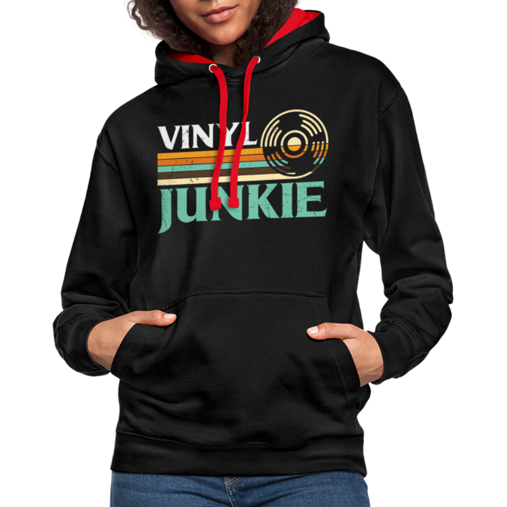 Schallplatten Fan Vinyl Vintage Retro Style Hoodie - black/red