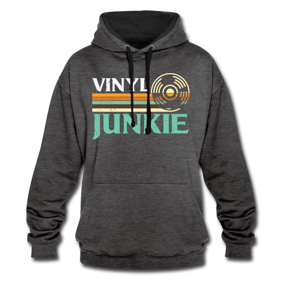 Schallplatten Fan Vinyl Vintage Retro Style Hoodie - charcoal/black