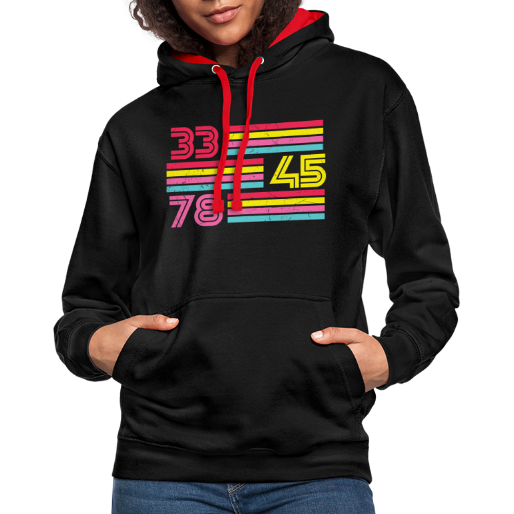 Schallplatten Fan Vinyl 33 45 78 Vintage Retro Style Hoodie - black/red