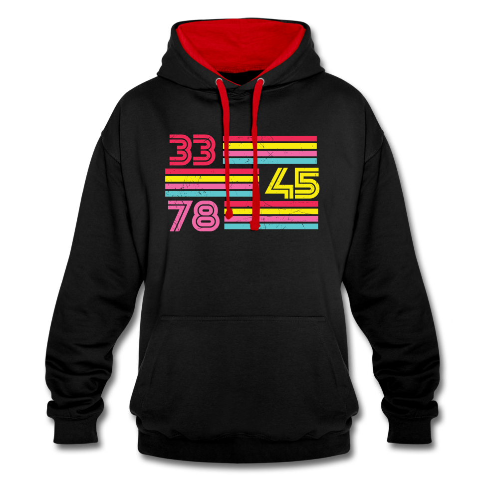 Schallplatten Fan Vinyl 33 45 78 Vintage Retro Style Hoodie - black/red