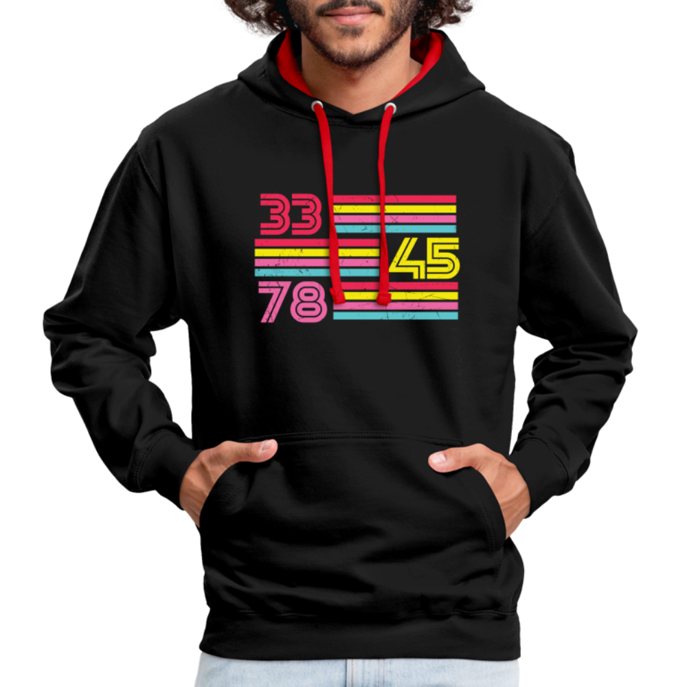 Schallplatten Fan Vinyl 33 45 78 Vintage Retro Style Hoodie - black/red