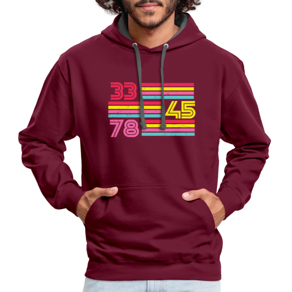 Schallplatten Fan Vinyl 33 45 78 Vintage Retro Style Hoodie - burgundy/charcoal