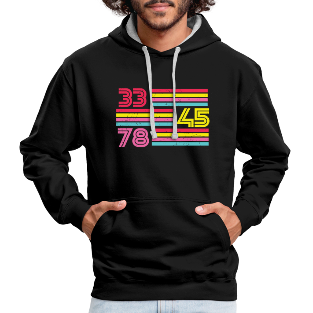 Schallplatten Fan Vinyl 33 45 78 Vintage Retro Style Hoodie - black/heather grey