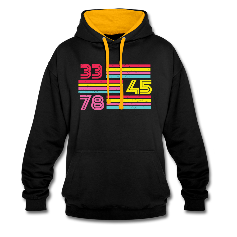 Schallplatten Fan Vinyl 33 45 78 Vintage Retro Style Hoodie - black/gold