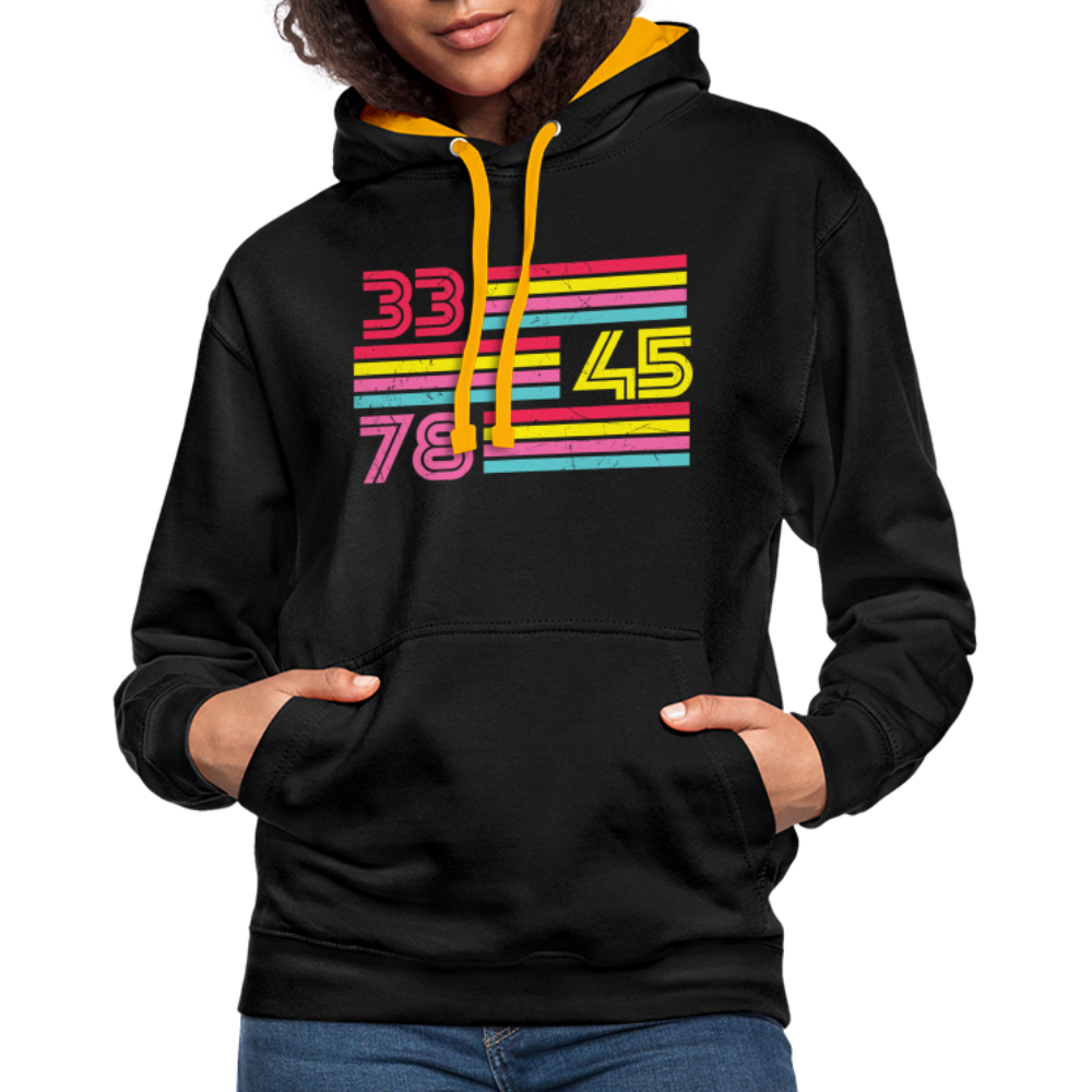 Schallplatten Fan Vinyl 33 45 78 Vintage Retro Style Hoodie - black/gold