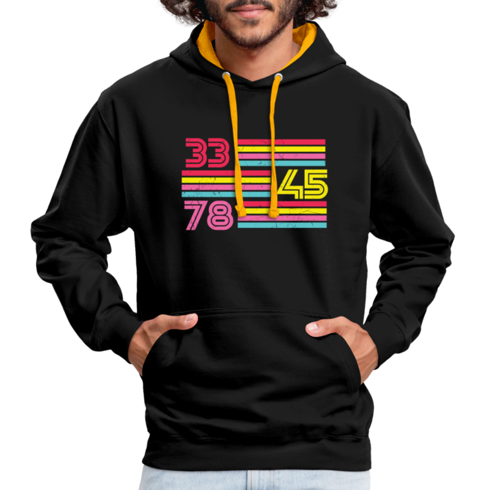 Schallplatten Fan Vinyl 33 45 78 Vintage Retro Style Hoodie - black/gold