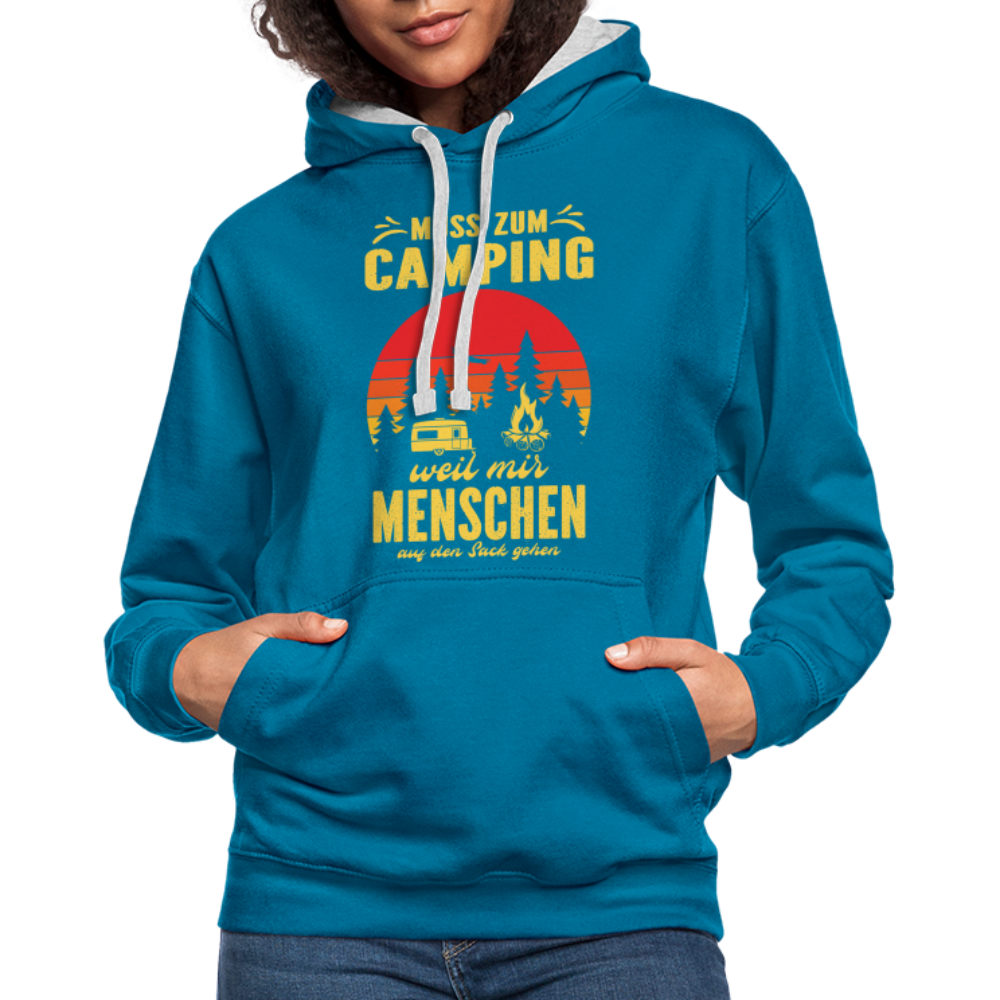 Camping Pullover Wohnmobil Camper Lustiger Hoodie - peacock blue/heather grey