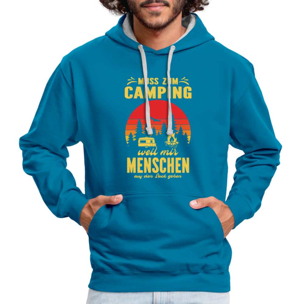 Camping Pullover Wohnmobil Camper Lustiger Hoodie - peacock blue/heather grey