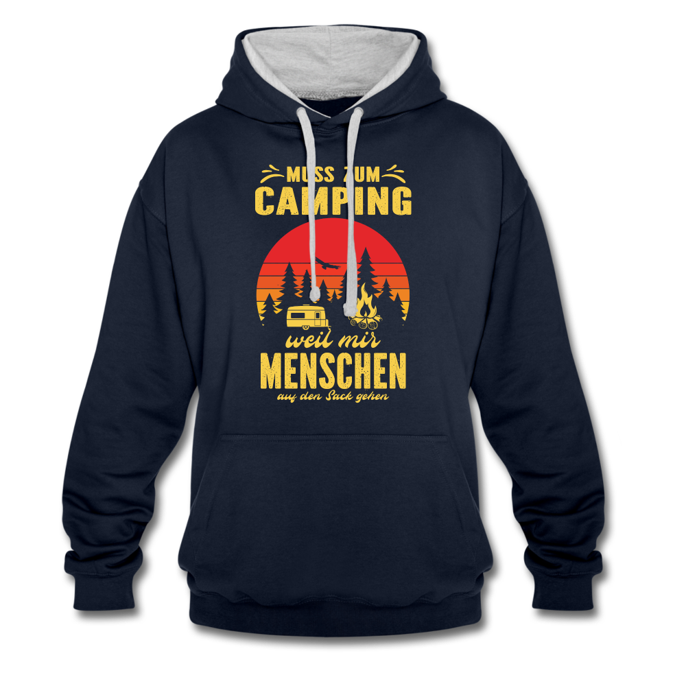 Camping Pullover Wohnmobil Camper Lustiger Hoodie - navy/heather grey