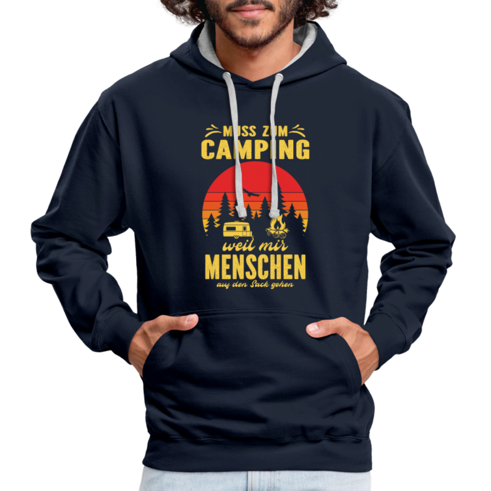 Camping Pullover Wohnmobil Camper Lustiger Hoodie - navy/heather grey