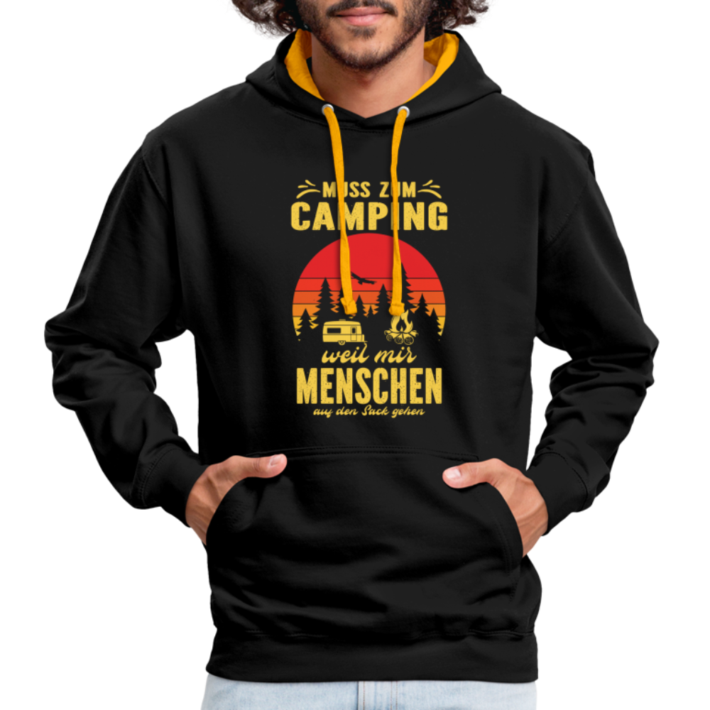 Camping Pullover Wohnmobil Camper Lustiger Hoodie - black/gold