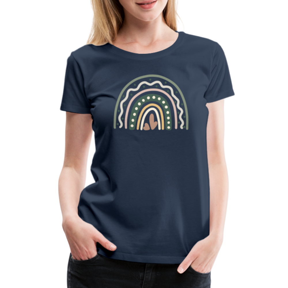 Regenbogen Herz Frauen Premium T-Shirt - navy