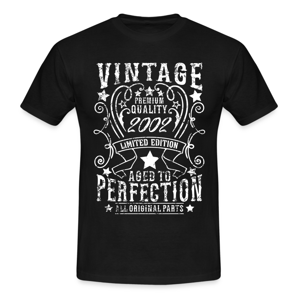 20. Geburtstag Vintage Style Geboren 2002 Männer Geschenk T-Shirt - black