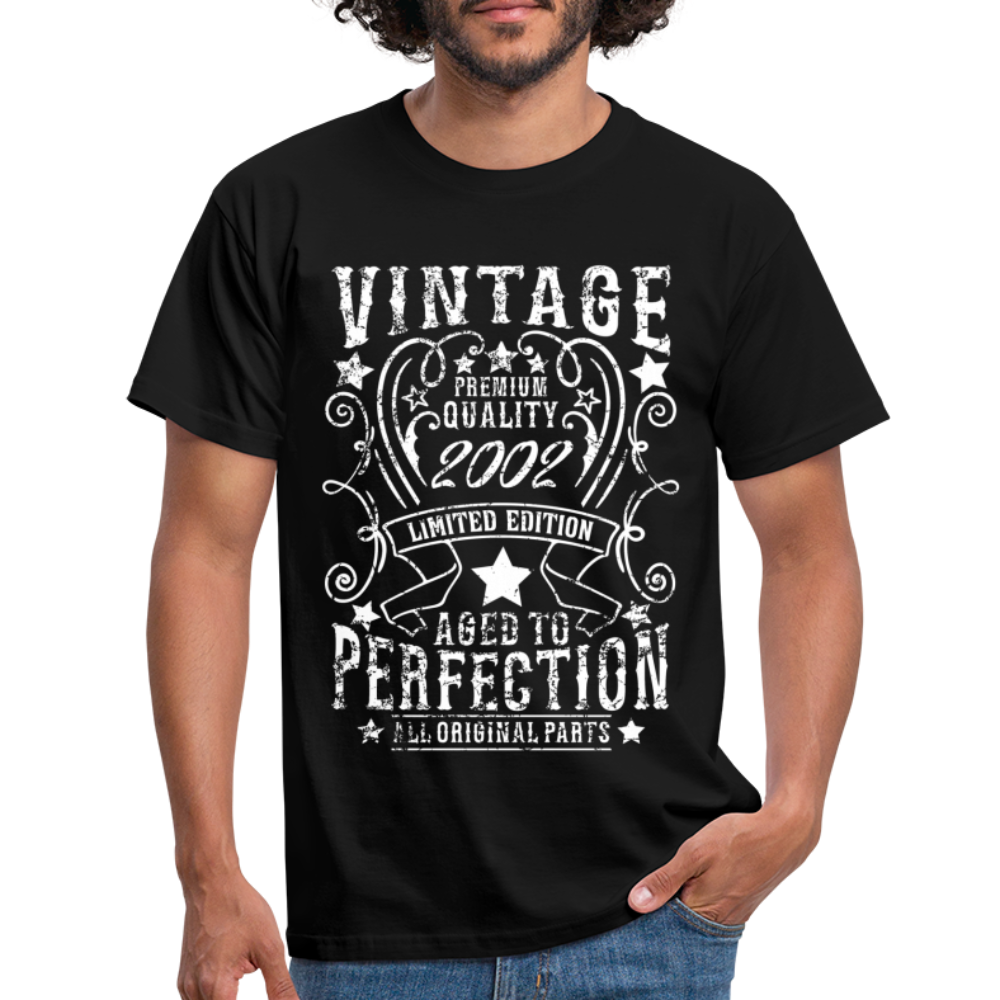 20. Geburtstag Vintage Style Geboren 2002 Männer Geschenk T-Shirt - black