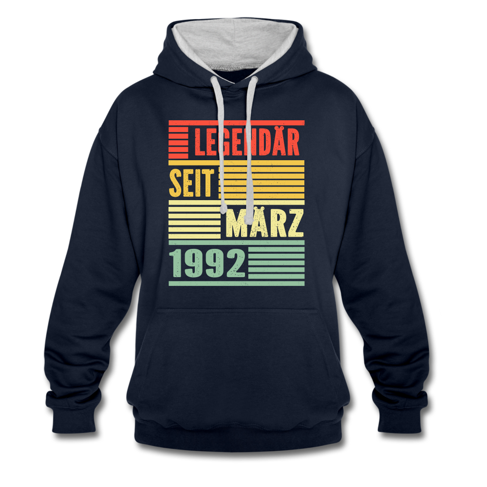 30. Geburtstag Legendär seit März 1992 Männer Geschenk Hoodie - navy/heather grey