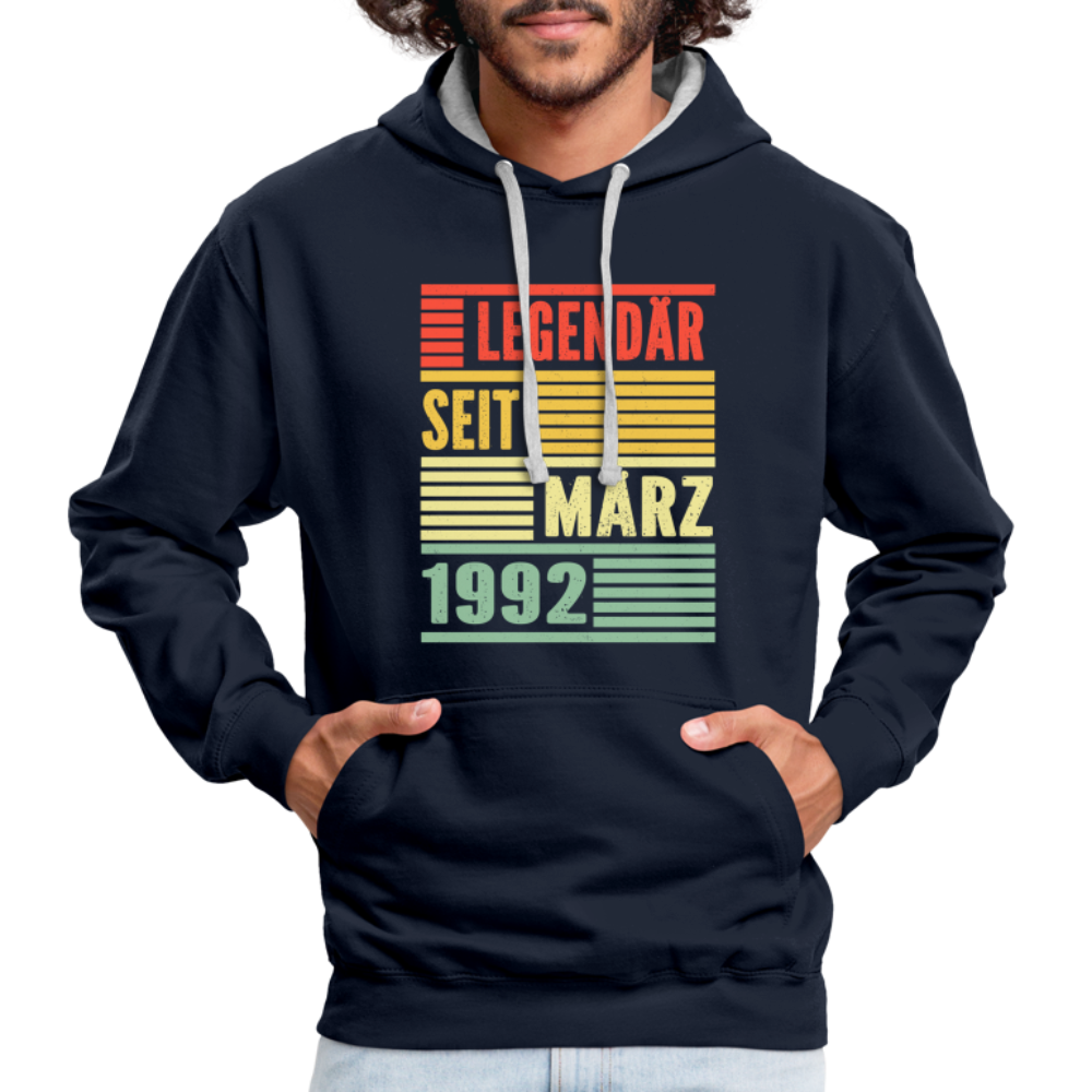 30. Geburtstag Legendär seit März 1992 Männer Geschenk Hoodie - navy/heather grey