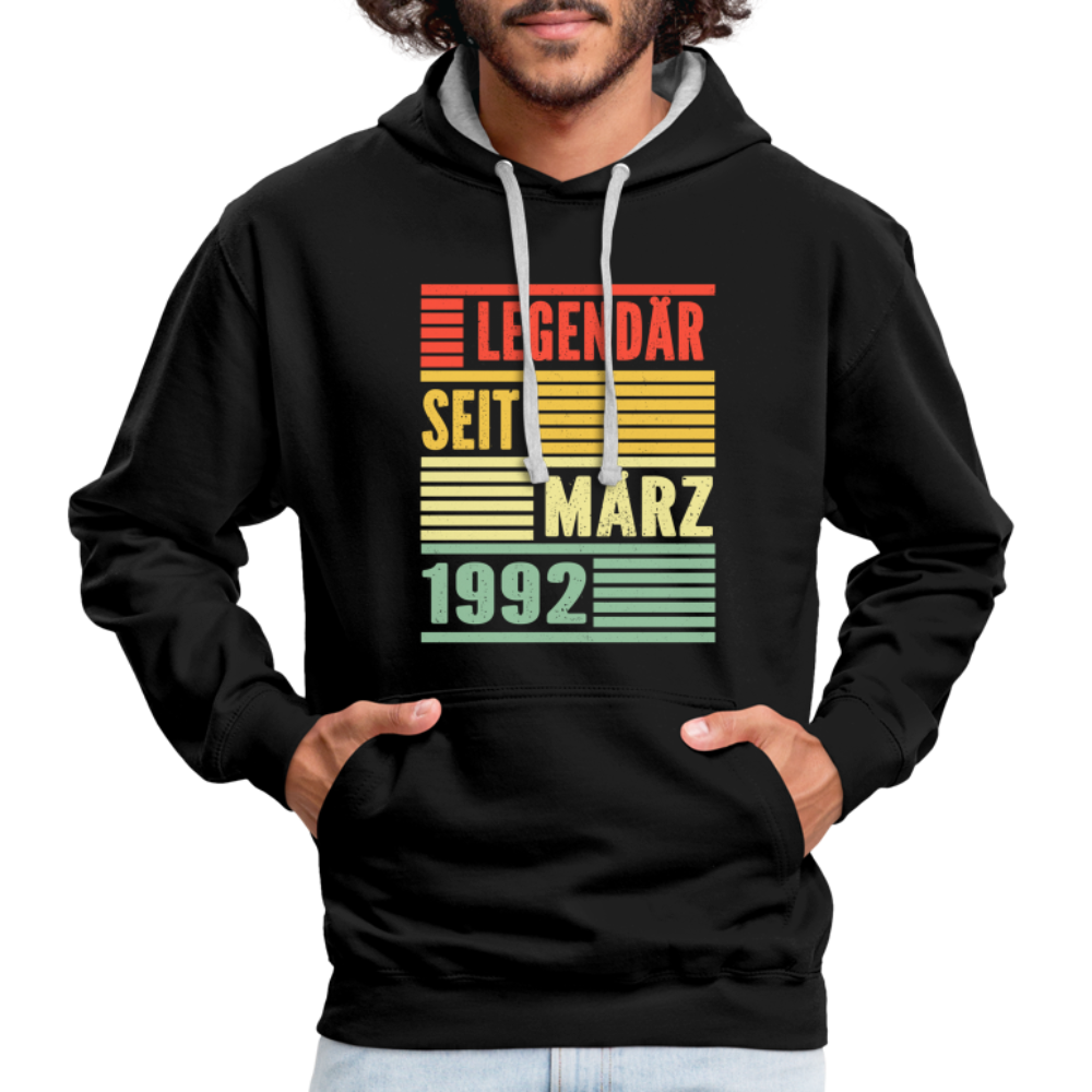 30. Geburtstag Legendär seit März 1992 Männer Geschenk Hoodie - black/heather grey