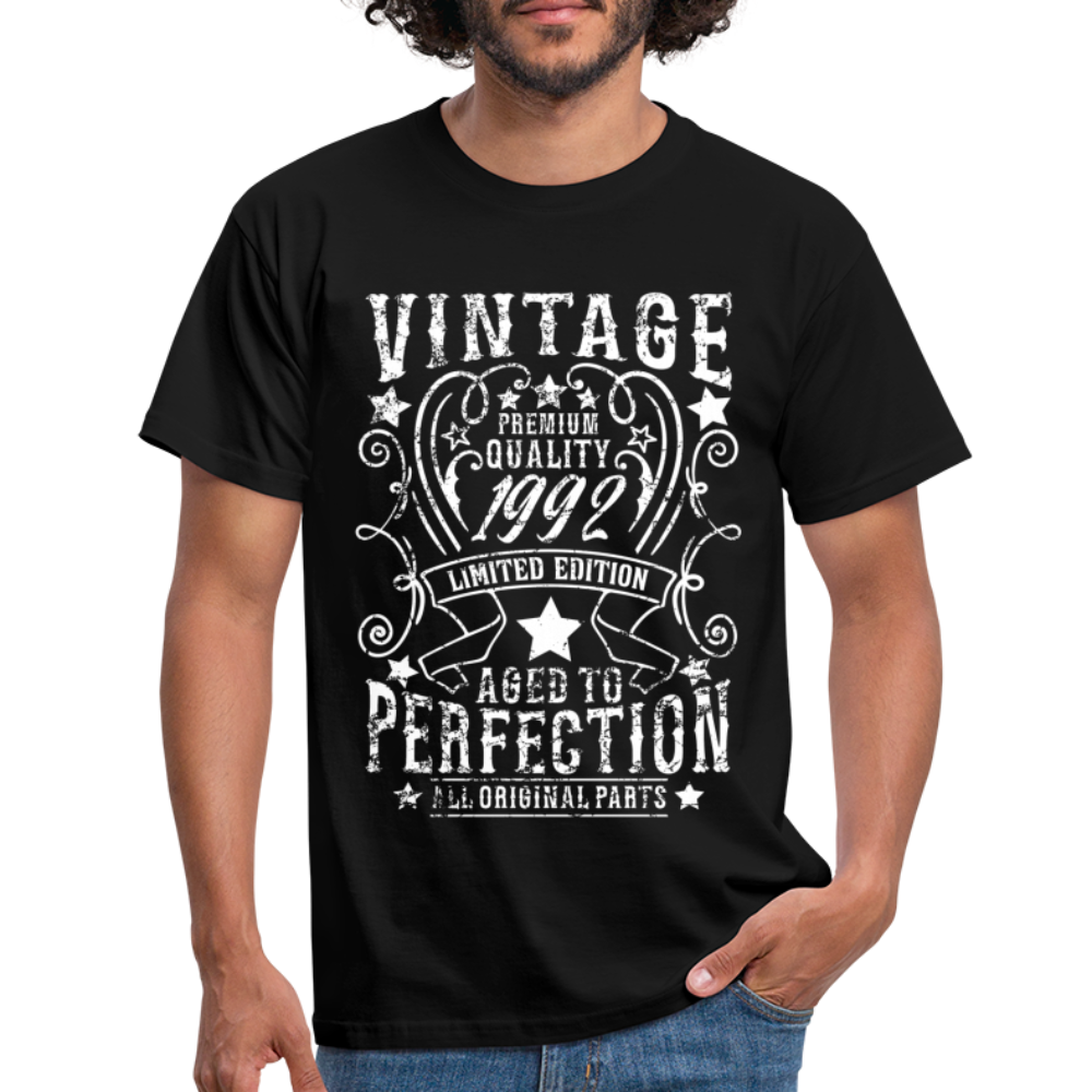 30. Geburtstag Vintage Style Geboren 1992 Männer Geschenk T-Shirt - black