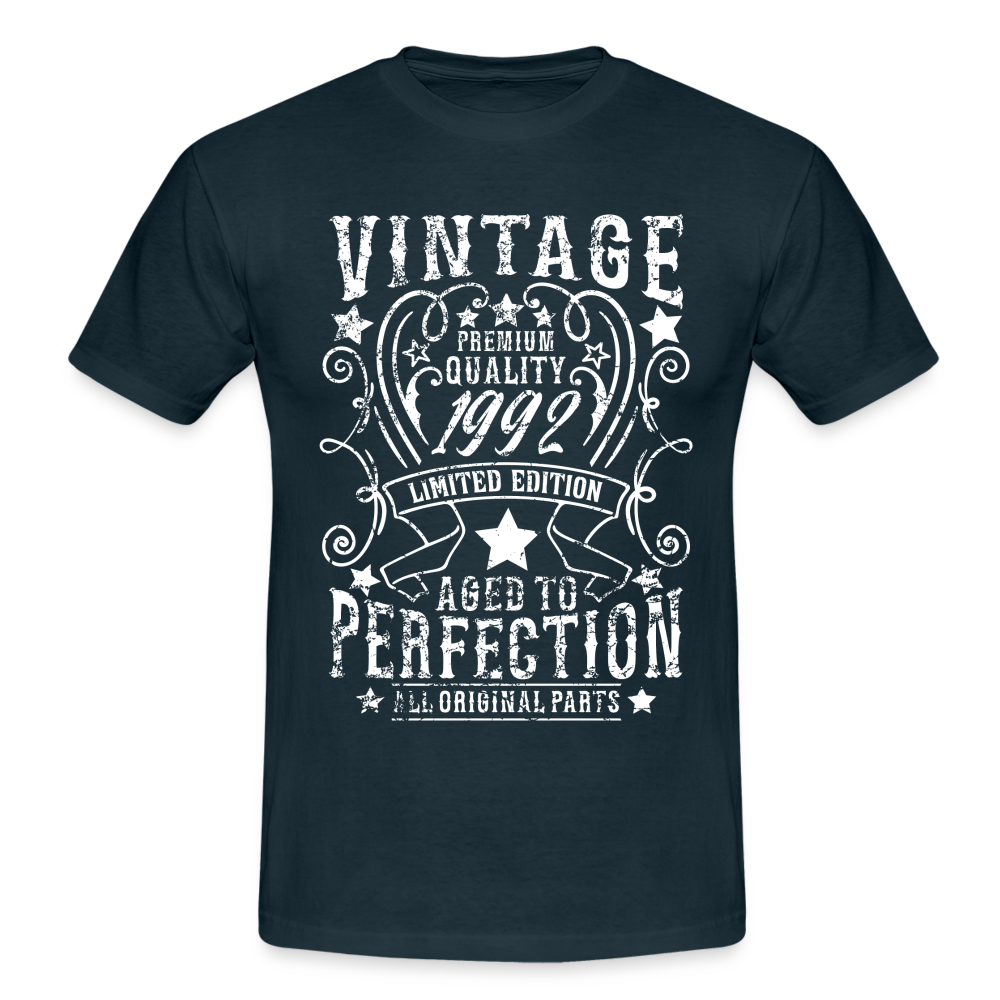 30. Geburtstag Vintage Style Geboren 1992 Männer Geschenk T-Shirt - navy