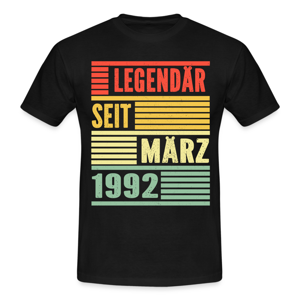 30. Geburtstag Legendär seit März 1992 Männer Geschenk T-Shirt - black