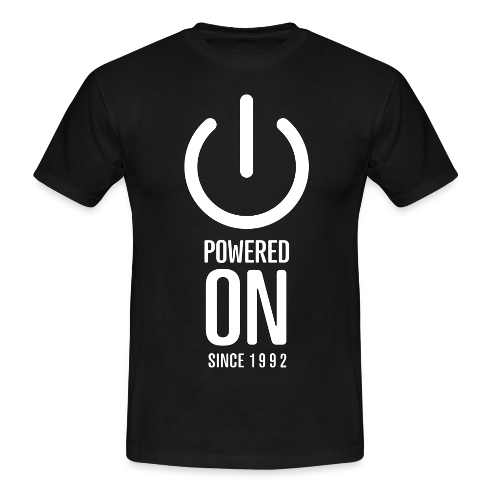 30. Geburtstag Power on since 1992 Geschenk Männer T-Shirt - black