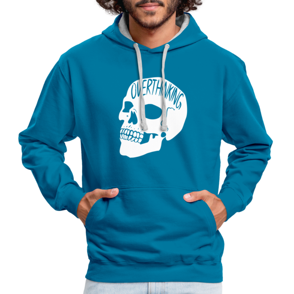 Totenkopf Overthinking Hoodie - peacock blue/heather grey