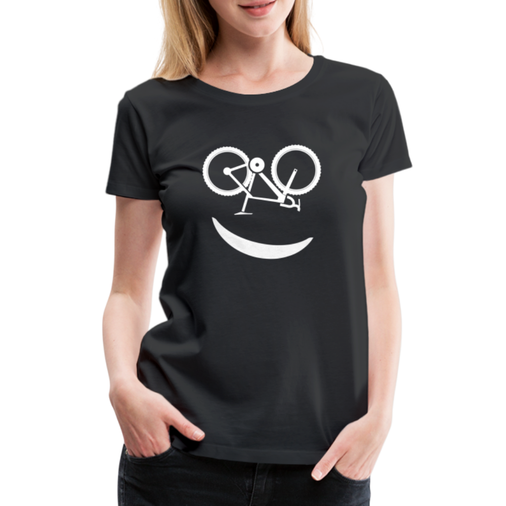 Fahrradfahrerin Fahrrad Smiley Geschenkidee Frauen Premium T-Shirt - black