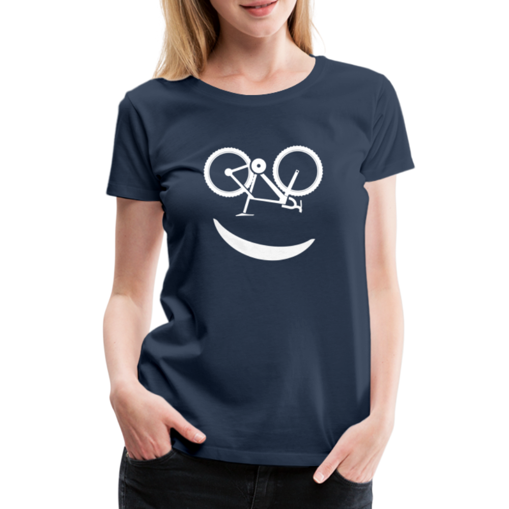 Fahrradfahrerin Fahrrad Smiley Geschenkidee Frauen Premium T-Shirt - navy