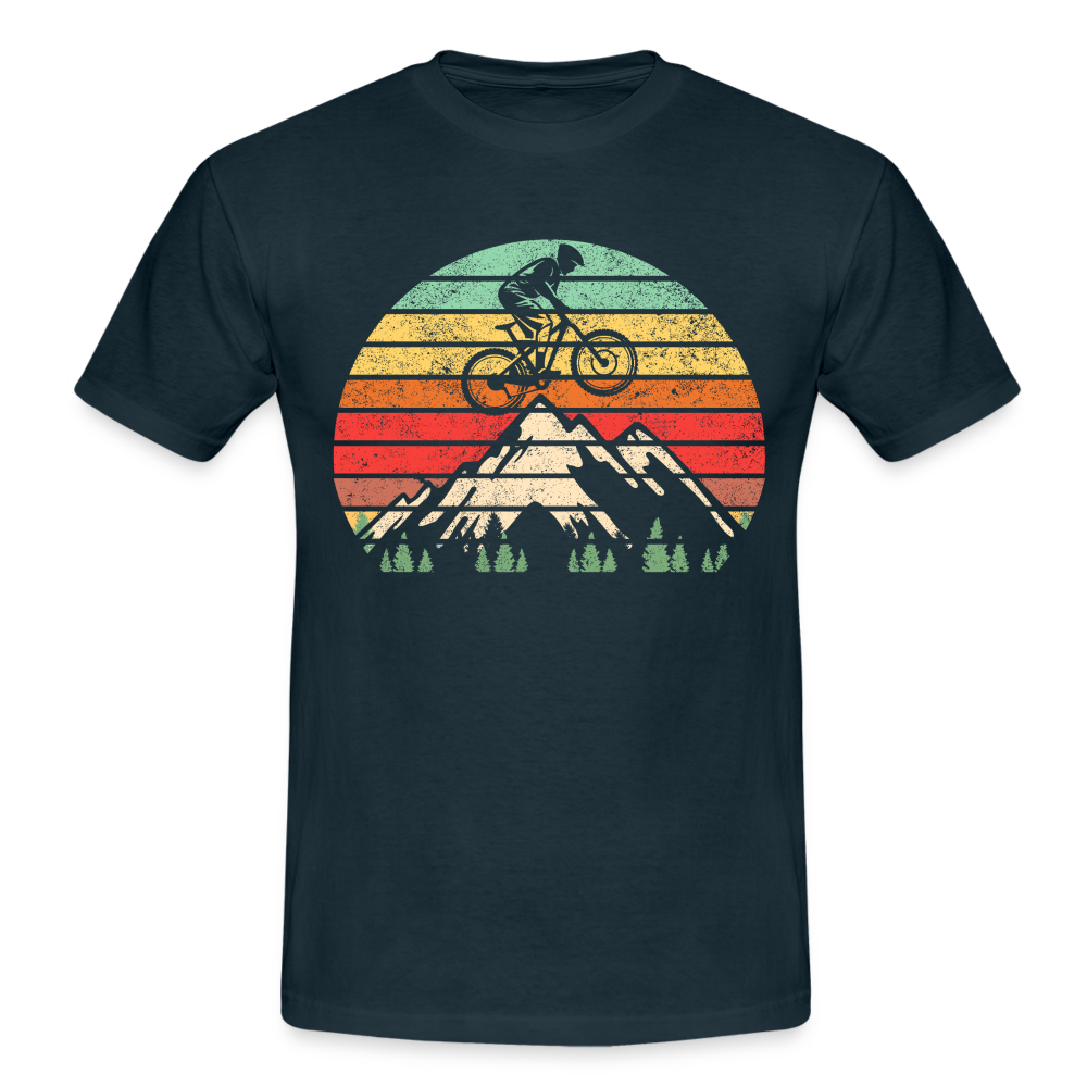 Mountain Bike Berge Retro Vintage Style Männer T-Shirt - navy