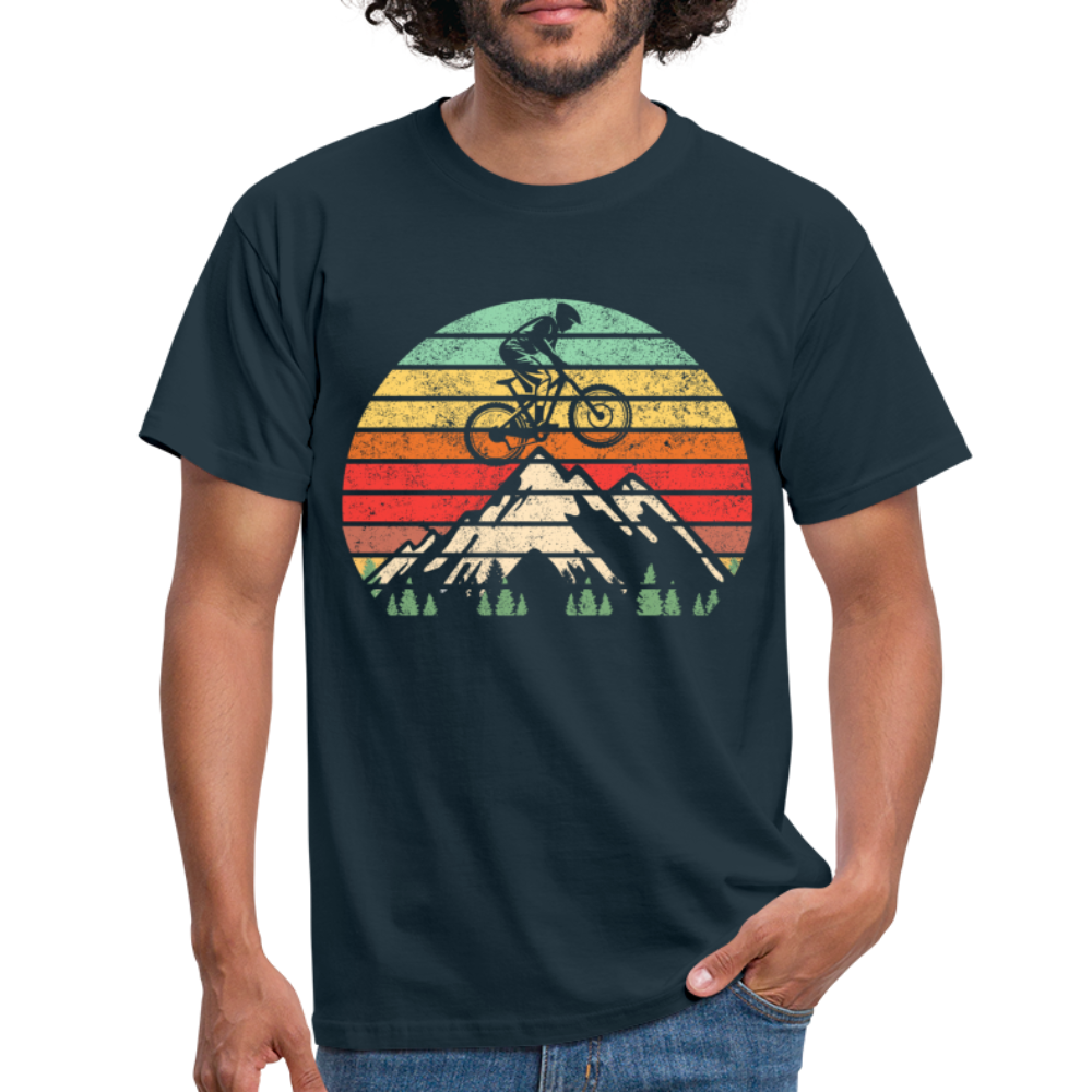 Mountain Bike Berge Retro Vintage Style Männer T-Shirt - navy