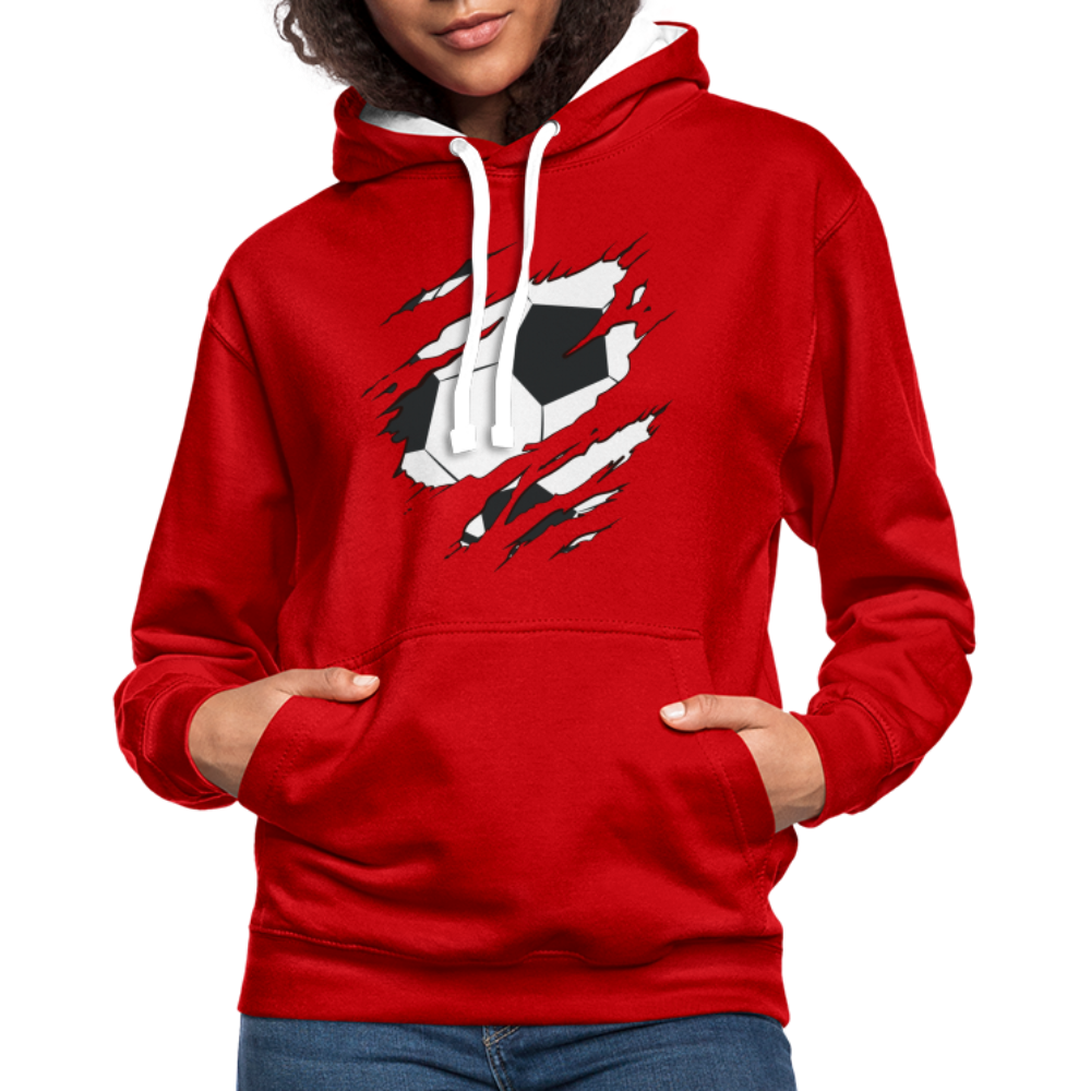 Fußball Fans Fußball zerrissener Hoodie Style Männer Hoodie - red/white