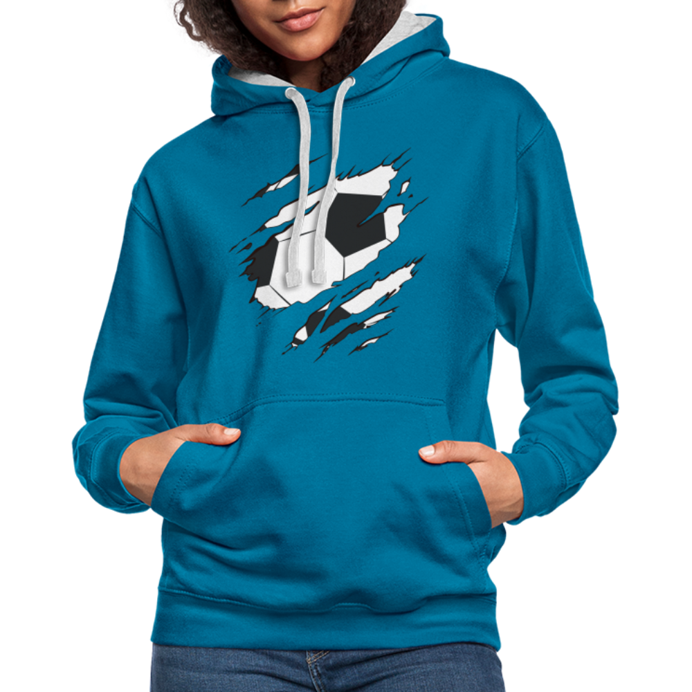 Fußball Fans Fußball zerrissener Hoodie Style Männer Hoodie - peacock blue/heather grey